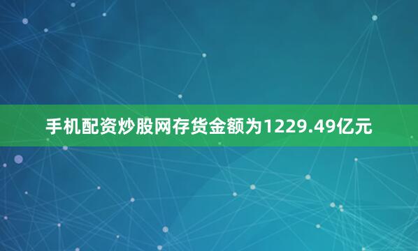 手机配资炒股网存货金额为1229.49亿元